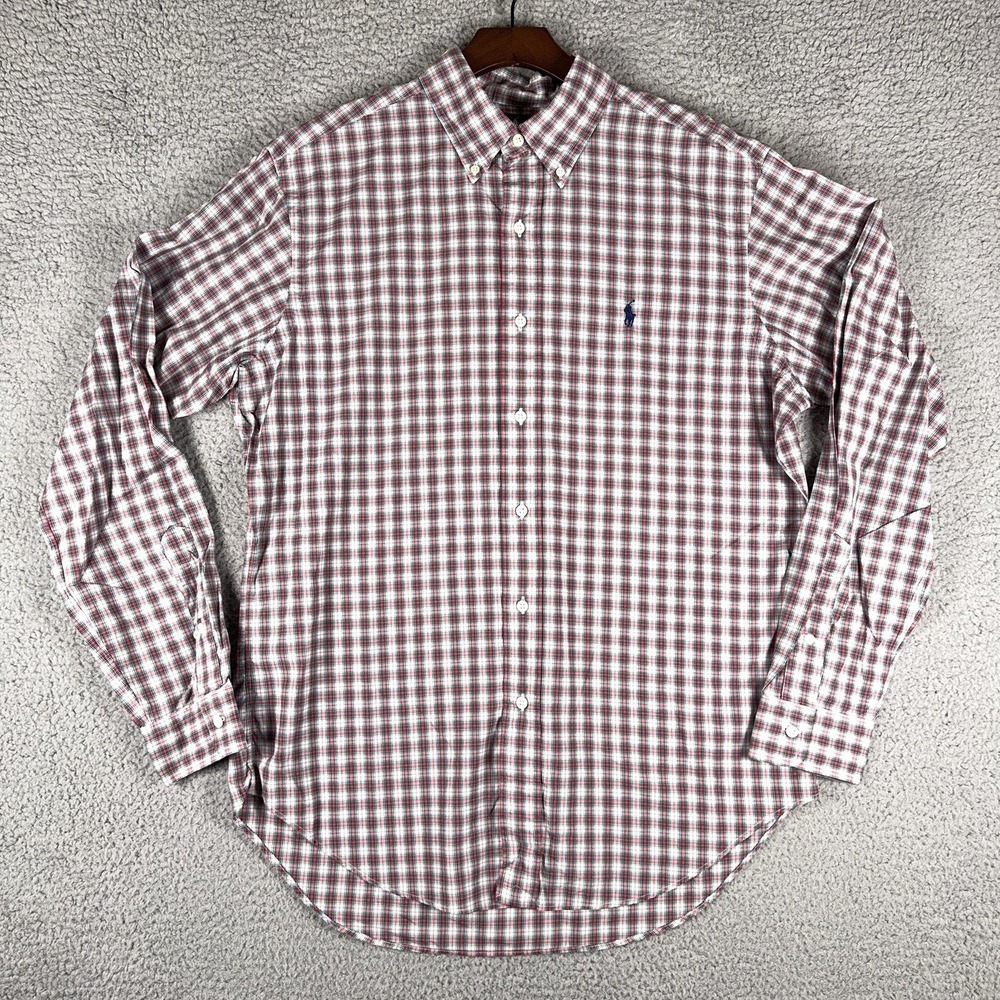 Ralph Lauren Classic Fit Plaid Button Down Shirt Mens M Red Green Pink Tartan